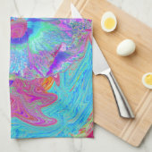 Psychedelic Retro Rainbow Blue Hibiscus Theedoek (Quarter Fold)