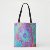 Psychedelic Retro Rainbow Blue Hibiscus Tote Bag (Voorkant)