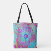 Psychedelic Retro Rainbow Blue Hibiscus Tote Bag (Achterkant)