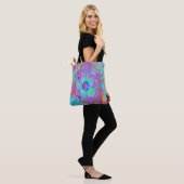 Psychedelic Retro Rainbow Blue Hibiscus Tote Bag (Op model)