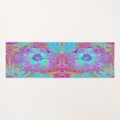 Psychedelic Retro Rainbow Blue Hibiscus Yogamat (Voorkant (horizontaal))