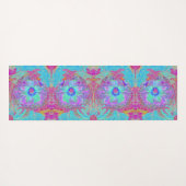 Psychedelic Retro Rainbow Blue Hibiscus Yogamat (Achterkant (horizontaal))