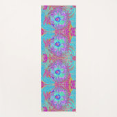 Psychedelic Retro Rainbow Blue Hibiscus Yogamat (Voorkant)