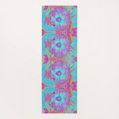 Psychedelic Retro Rainbow Blue Hibiscus Yogamat (Achterkant)