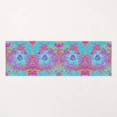 Psychedelic Retro Rainbow Blue Hibiscus Yogamat (Voorkant (horizontaal))