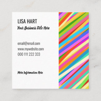 Psychedelic Retro Snoep Rainbow Striped Patroon  Vierkante Visitekaartje