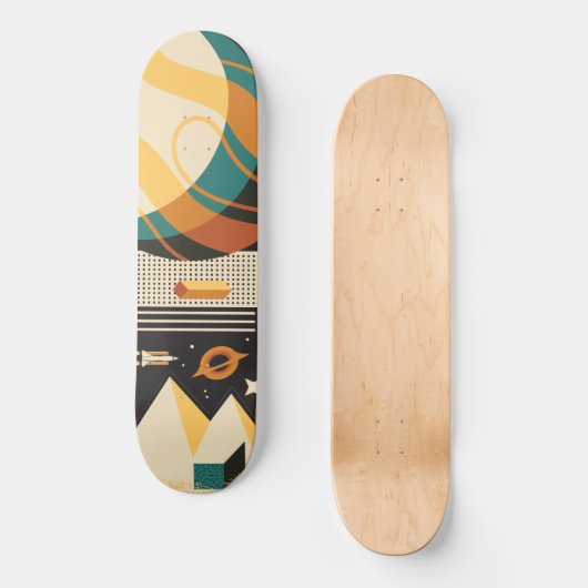 Psychedelic Retro Space Scene Skateboard (Voorkant)