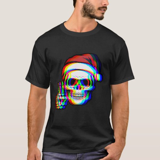 Psychedelic RGB Illusional Trippy Santa Christmas T-shirt (Voorkant)
