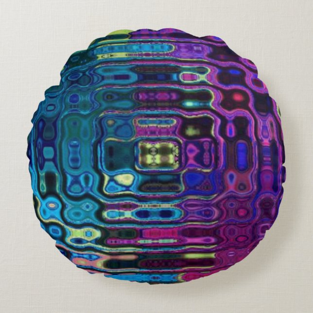Psychedelic Ripple Effect  Rond Kussen (Voorkant)