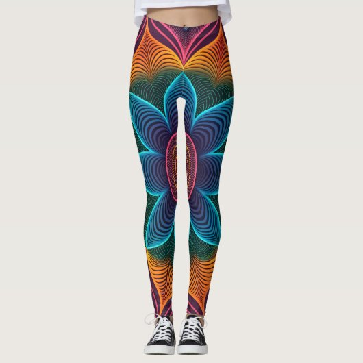 Psychedelic Ripple Illusion | Seamless 3D Neon Leggings (Voorkant)