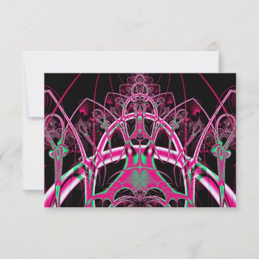 Psychedelic Rollerkusttunnel Fractal RSVP Kaartje (Voorkant)