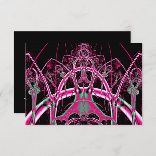 Psychedelic Rollerkusttunnel Fractal RSVP Kaartje (Voorkant / Achterkant)