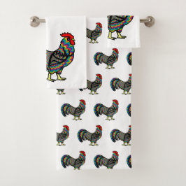 Psychedelic Rooster Chicken Bad Handdoek