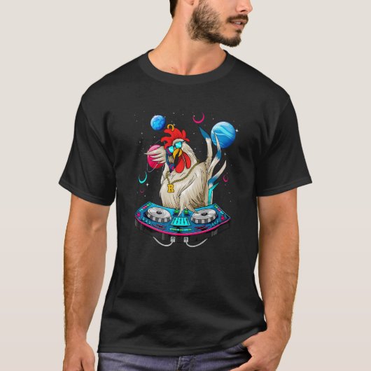 Psychedelic Rooster DJ EDM Raver Trance Music Fest T-shirt (Voorkant)