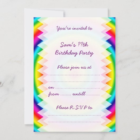 Psychedelic Round Circles Rainbow Birthday Kaart (Achterkant)