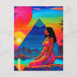 Psychedelic roze piramide prinses briefkaart