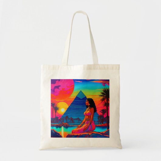 Psychedelic roze piramide prinses tote bag (Voorkant)