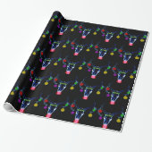 Psychedelic Rudolph Skull Cadeaupapier (Uitgerold)