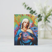 Psychedelic Sacred Evil Eye Protection Mary Briefkaart (Staand voorkant)