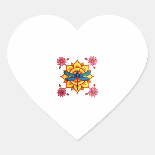 Psychedelic Sacred Geometry Mandala Insect Nature  Hart Sticker (Voorkant)