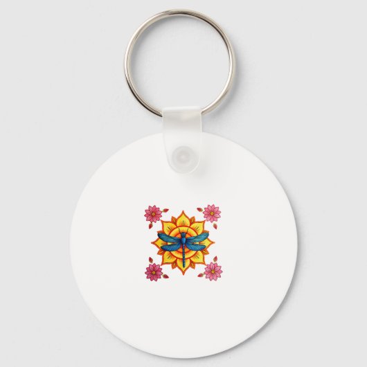 Psychedelic Sacred Geometry Mandala Insect Nature Sleutelhanger (Voorkant)
