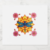 Psychedelic Sacred Geometry Mandala Insect Nature Sparkling Wijnetiket (Enkel label)