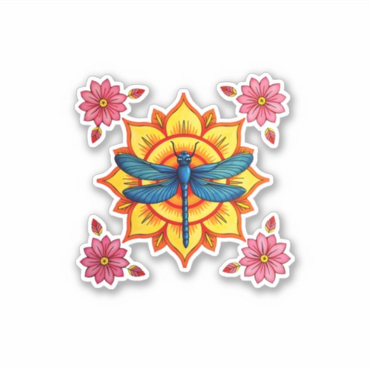 Psychedelic Sacred Geometry Mandala Insect Nature  Sticker (Voorkant)