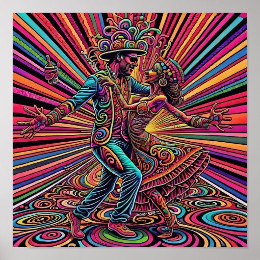 Psychedelic Salsa Tango Dancing Art Poster (Voorkant)