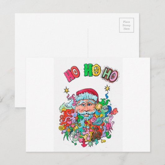 Psychedelic Santa Feestdagenkaart (Voorkant / Achterkant)