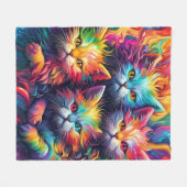 Psychedelic Sassy Kitten Fleece Deken (Voorkant (Horizontaal))