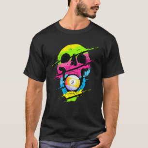 Psychedelic schedel biljart kleurrijk t-shirt