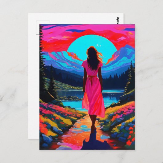 Psychedelic Schots Landschap Briefkaart (Voorkant / Achterkant)