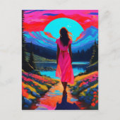 Psychedelic Schots Landschap Briefkaart (Voorkant)