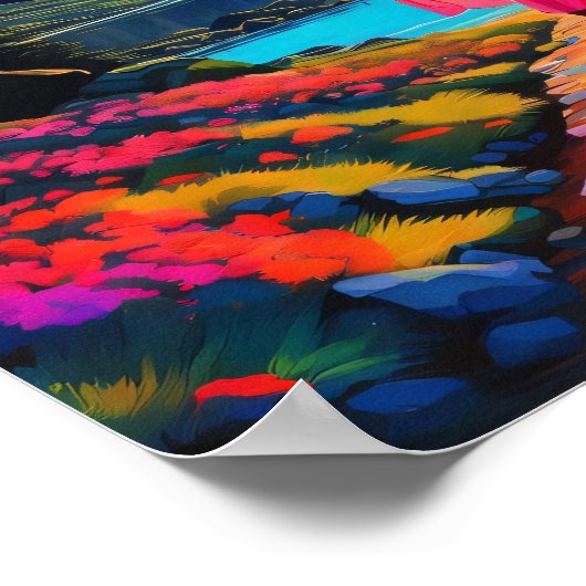 Psychedelic Schots Landschap Poster (Hoek)