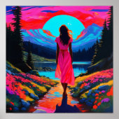 Psychedelic Schots Landschap Poster (Voorkant)