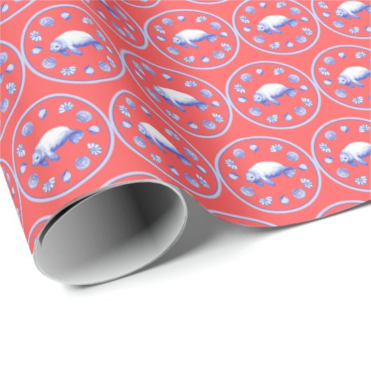 Psychedelic Sea Cow  Wrapping Paper Cadeaupapier (Rol Hoek)