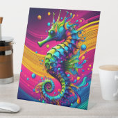 Psychedelic Seahorse Canvas – Vibrant Ocean Wall A Reclamebord Met Voetstuk (Insitu)