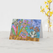 Psychedelic Seahorse Zee Turtle Art Briefkaart (Gele Bloem)