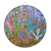 Psychedelic Seahorse Zee Turtle Art Dartbord (Voorkant)
