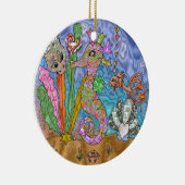 Psychedelic Seahorse Zee Turtle Art Keramisch Ornament (Rechts)