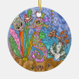 Psychedelic Seahorse Zee Turtle Art Keramisch Ornament