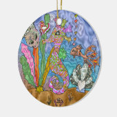Psychedelic Seahorse Zee Turtle Art Keramisch Ornament (Links)