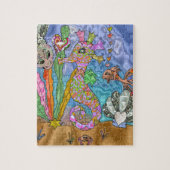 Psychedelic Seahorse Zee Turtle Art Legpuzzel (Verticaal)
