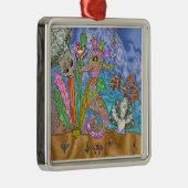 Psychedelic Seahorse Zee Turtle Art Metalen Ornament (Rechts)