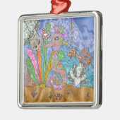 Psychedelic Seahorse Zee Turtle Art Metalen Ornament (Links)