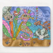 Psychedelic Seahorse Zee Turtle Art Muismat (Voorkant)