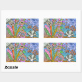 Psychedelic Seahorse Zee Turtle Art Rechthoekige Sticker (Vel)