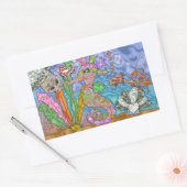 Psychedelic Seahorse Zee Turtle Art Rechthoekige Sticker (Envelop)