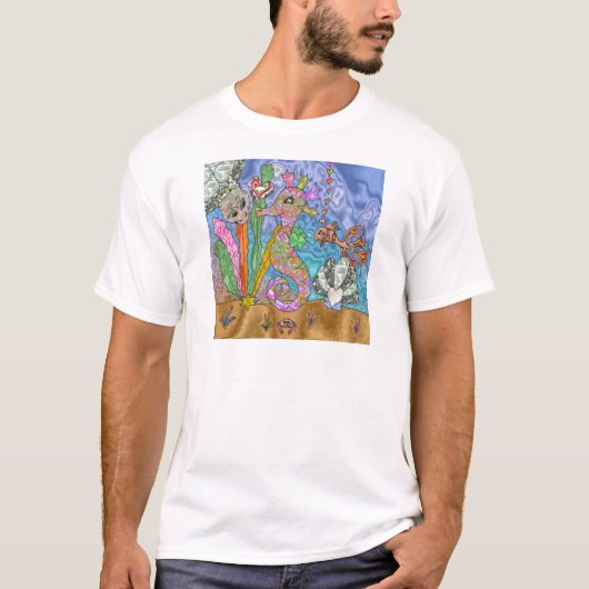 Psychedelic Seahorse Zee Turtle Art T-shirt (Voorkant)