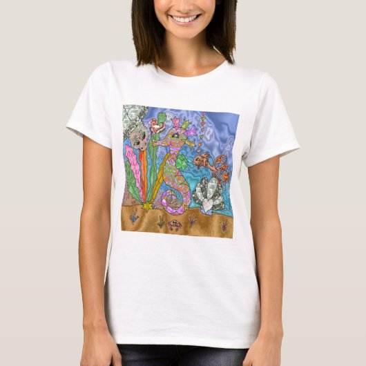 Psychedelic Seahorse Zee Turtle Art T-shirt (Voorkant)